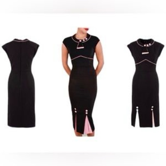 Stop Staring 30's Bombshell Dress, Black/Pink, XL, EUC - Picture 3 of 11